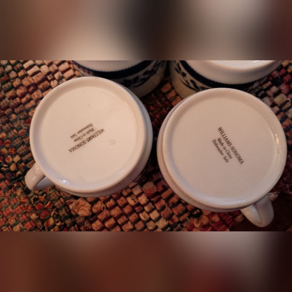 William Sonoma French Blue Floral Ceramic Mug and Plate Set - Picture 6 of 12